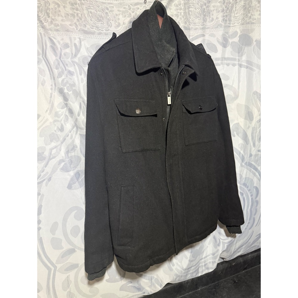 MICHAEL KORS MENS BLACK WOOL BLEND FULL ZIP GENOA JACKET FIELD COAT SIZE XL $325
